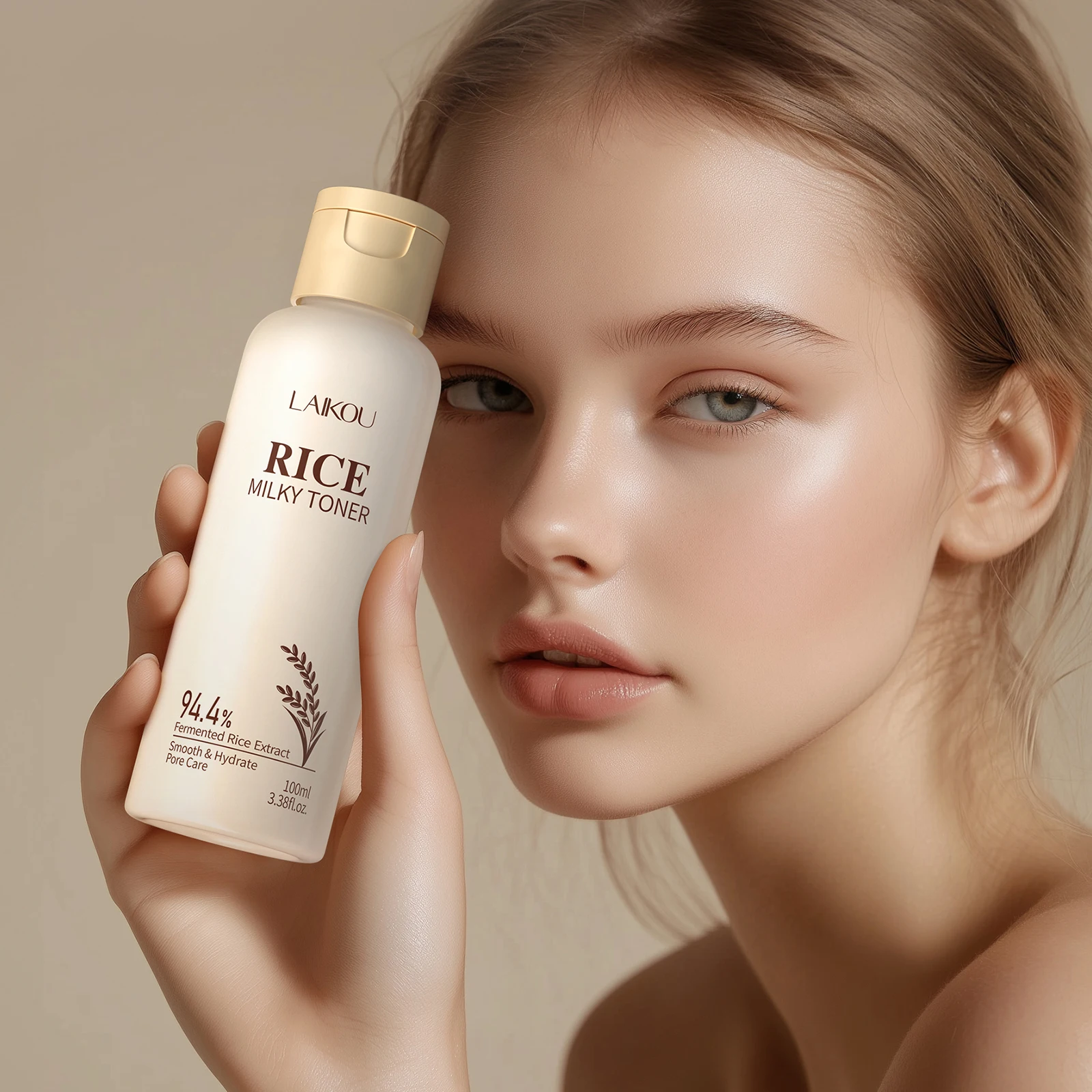 LAIKOU 3Pcs Rice Hydrating Skin Care Set Silk Cleanser Milky Toner Moisturizing Cream Complete Facial Kit