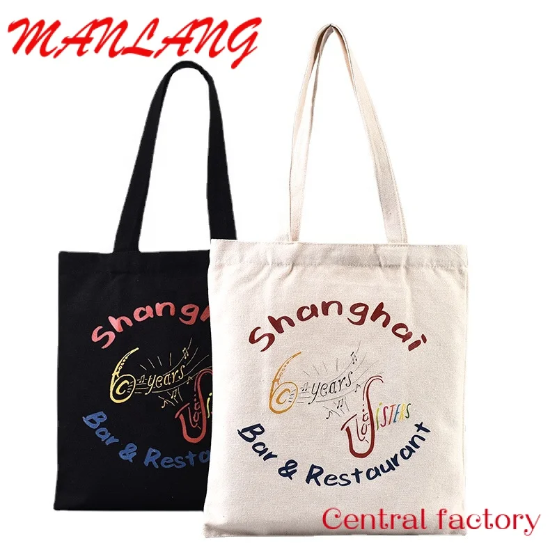 Custom  Eco-friendly Reusable Canvas Grocery Shopping Bag Canvas Tote Bags With Custom Printed Logo