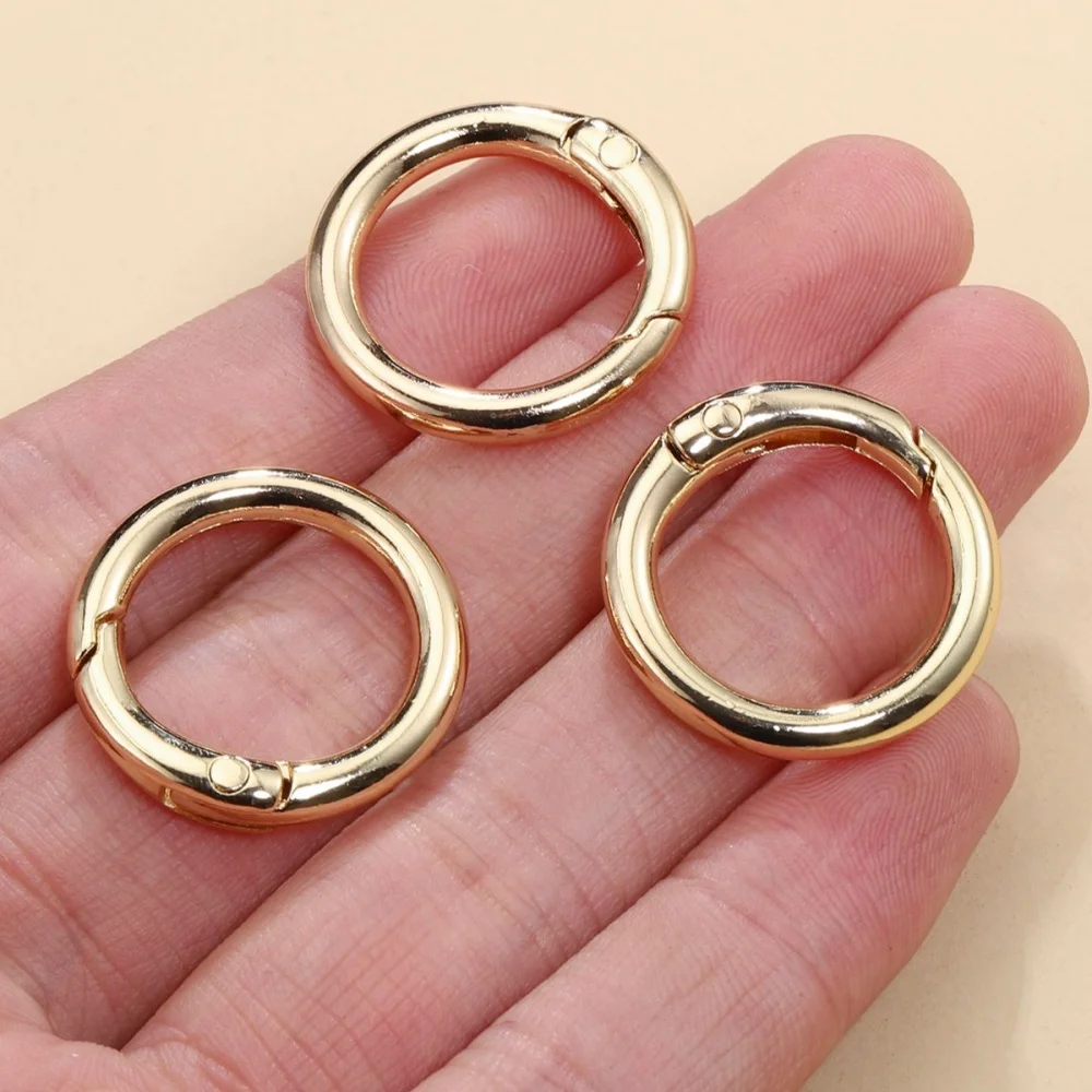 5pcs Spring Clasp Keychain Ring KC Gold Color Openable Round Carabiner Hook Buckle Jewelry Accessories