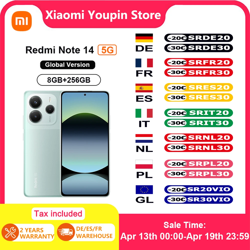 Version Globale Xiaomi Redmi Note 14 5G Smartphone 5G MTK Dimensity 7025-Ultra Appareil Photo 108MP Batterie 5110mAh Charge Turbo 45W NFC