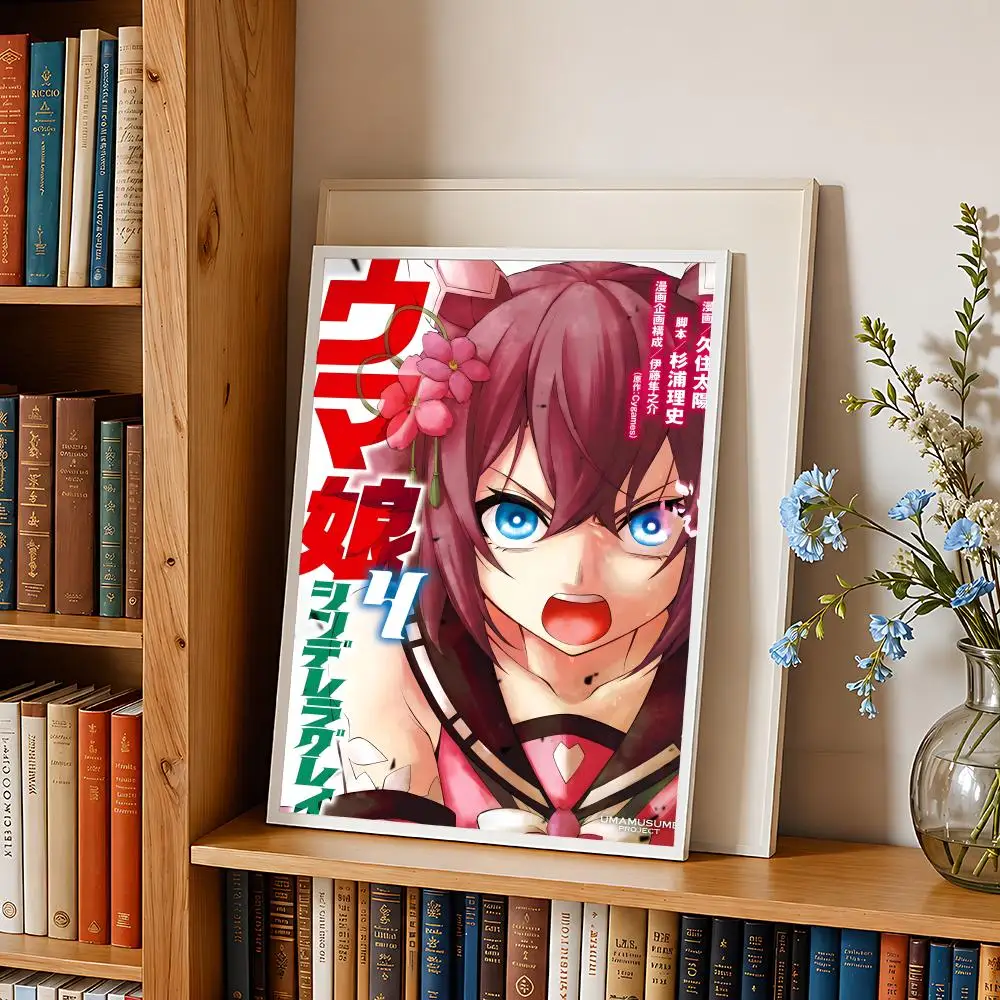 anime Uma Musume Cinderella Gray Poster HD Self Adhesive Wall Poster Waterproof Removable No Fade for Bedroom Living Room Decor