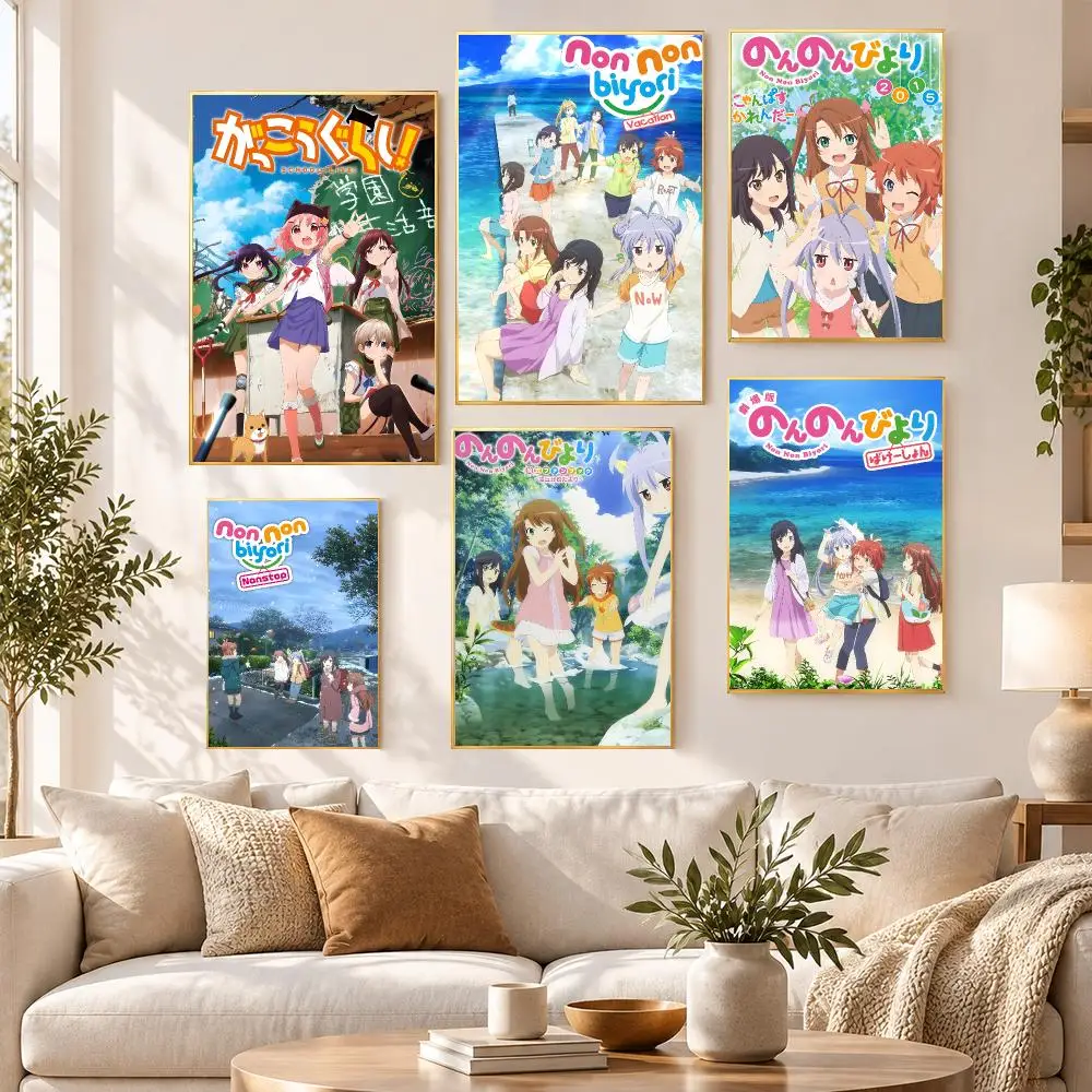 Anime Japanese Manga Non Non Biyori Poster HD Waterproof PP Self Adhesive Aesthetic Bedroom Dorm Gaming Room Home Decor Gift
