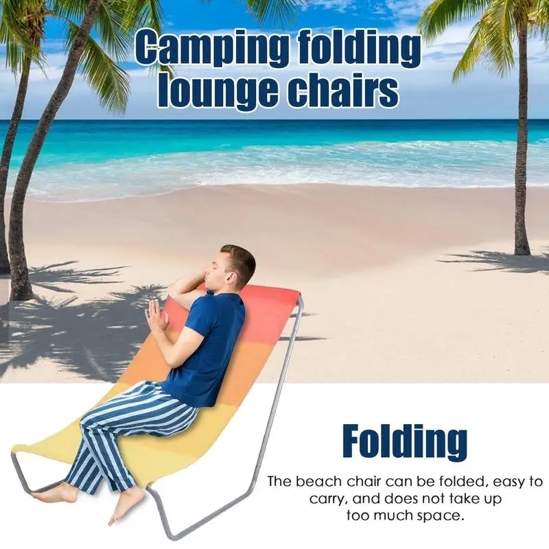 Beach Lounge Chair Portable Beach Folding Lounger Reclining Lounger Adjustable Sun Chair For Sunbathing Tanning Outdoor Patio