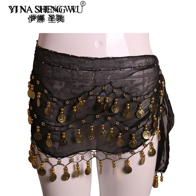 1pc feminino barato dança do ventre hip cachecol acessórios 3 camadas cintos de dança do ventre tom moedas cintura corrente envoltório adulto dança wear cinto