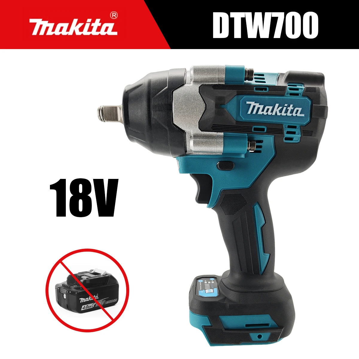 Makita Brushless DTW700 Draadloze Elektrische Slagmoersleutel 1/2 Inch 18V Accu Compatibel Elektrisch Gereedschap voor Autoreparatie