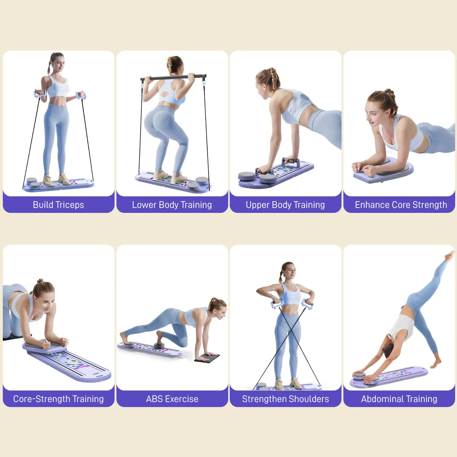 

Pilates Board for Home Workout 6 in 1 Portable and Foldable Reformer Pilates Machine Roller Board Pilates Equipment