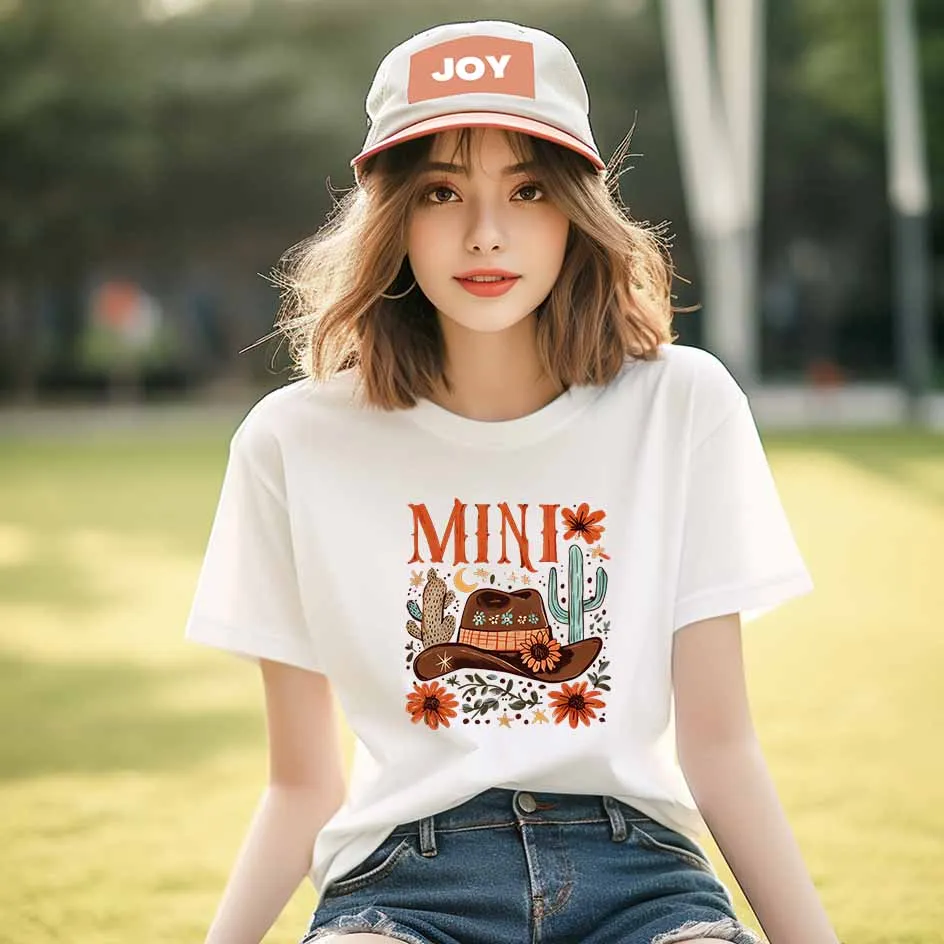 Boho mama cowboy hat graphic Wild and free landscape art Iron-on Transfers for Clothing Quick Application, Instant Style