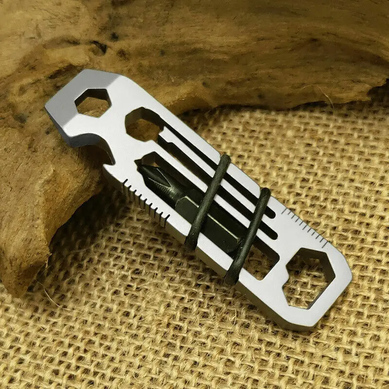 6 in 1 Pry Cutter Keychain Tool Stainless Steel Inner 6 Angle Wrench Outdoor Multitool for EDC Hiking Camping Hand Tools Kit