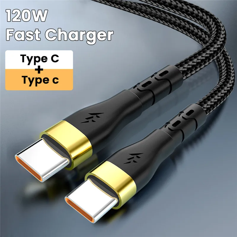 Кабель UKGO PD 120 Вт для Samsung S24 S23, быстрое зарядное устройство с USB C на USB Type C для iPhone15 Plus Pro Max Xiaomi 11