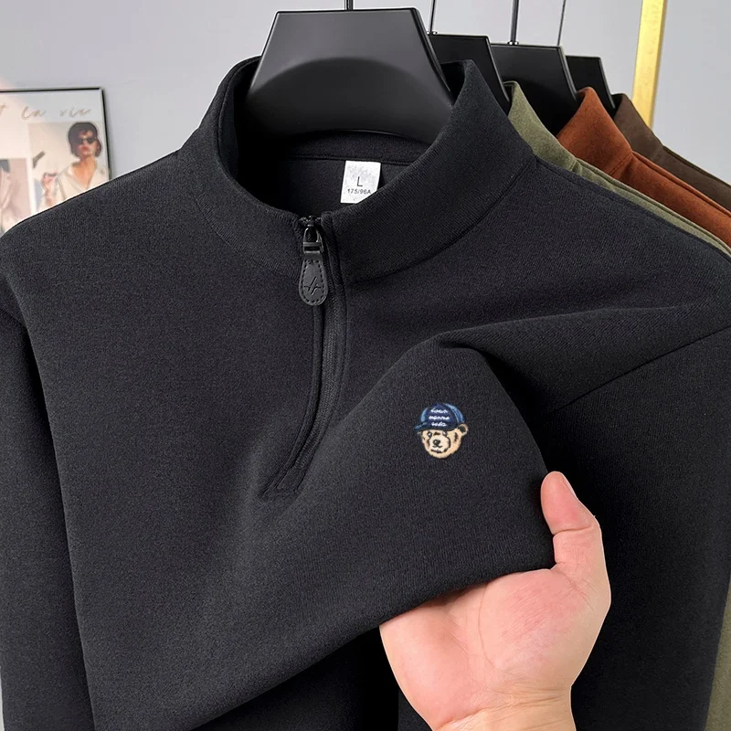 Luxury Brand Men's Autumn New Long Sleeved T-Shirt German Velvet Embroidered Sweatshirt Fashionable and Versatile Men's Clothing