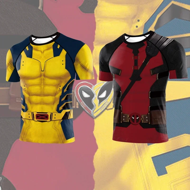 SN60 [You're My Secret] Superhero Wolverine Deadpool Short Sleeve Workout Compression Shirts Halloween Zenti James Howlett Pa1&2