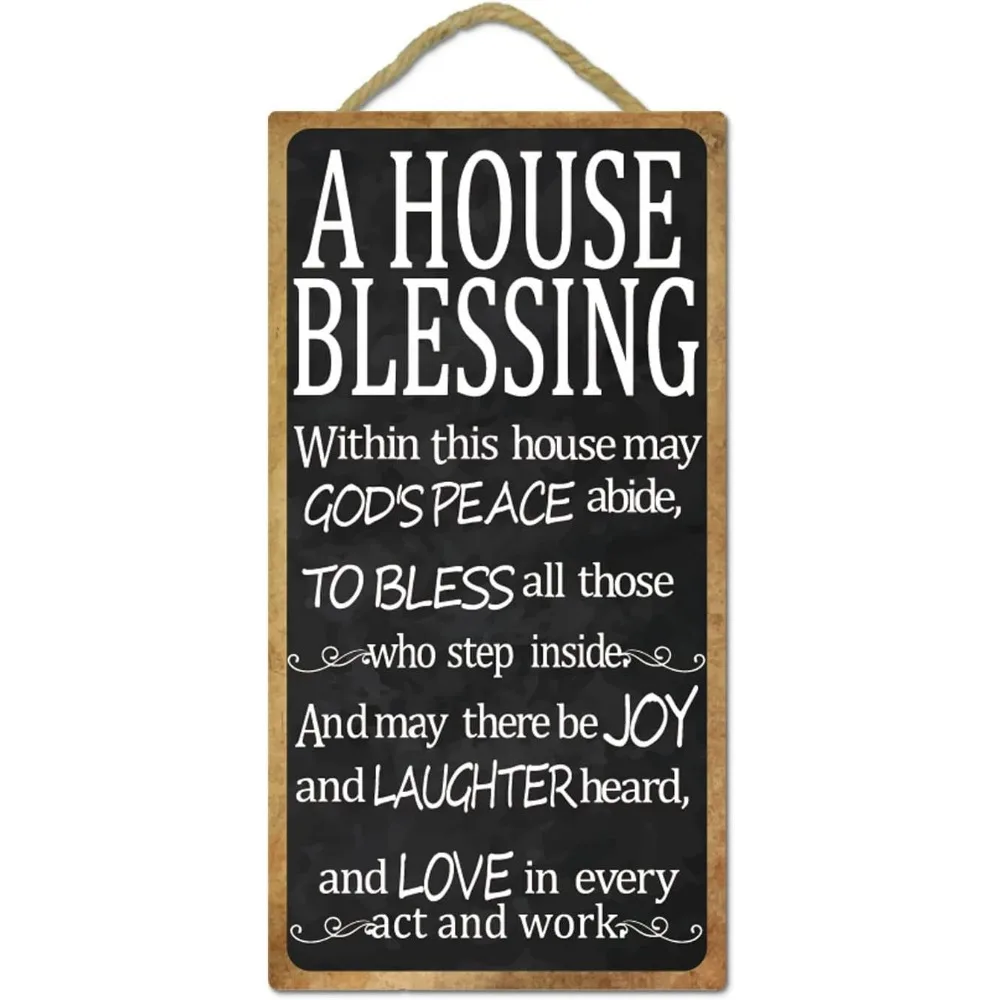 Wall Hanging Decorative Wood Sign A House Blessing Rectangle Wall Decor Art Hanging Wood Plaque with Inspiring Quotes for Home