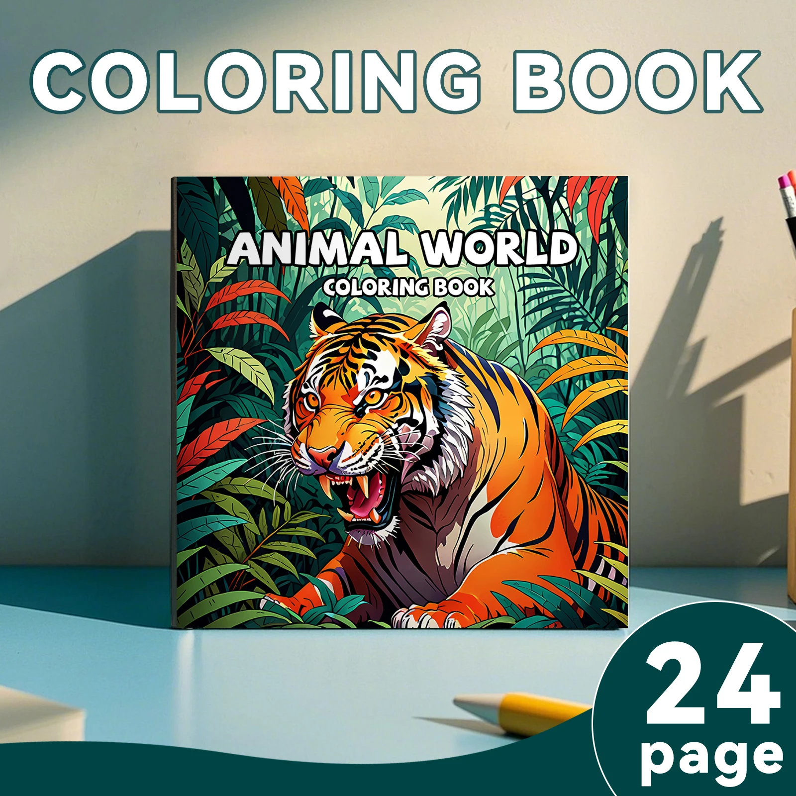 Animal World Coloring Book for Adults - Therapeutic Art Therapy Featuring Cute Tiger and Cat Patterns Book For Adults And Teens image 2