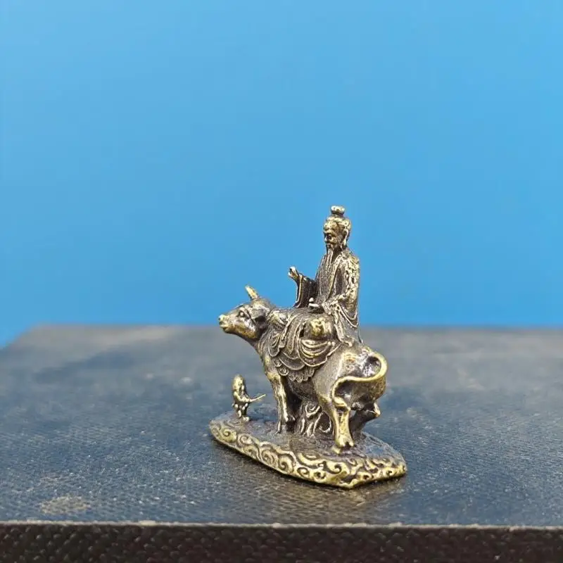 Brass Statue Of Laozi Riding An Ox Copper Statue Of Laozi Leaving The Pass Sacrificial Fish Tank, A Car Ornament