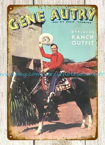 1960s Gene Autry Ranch Outfit Cap Gun Toy Holster metal tin sign workshop sign