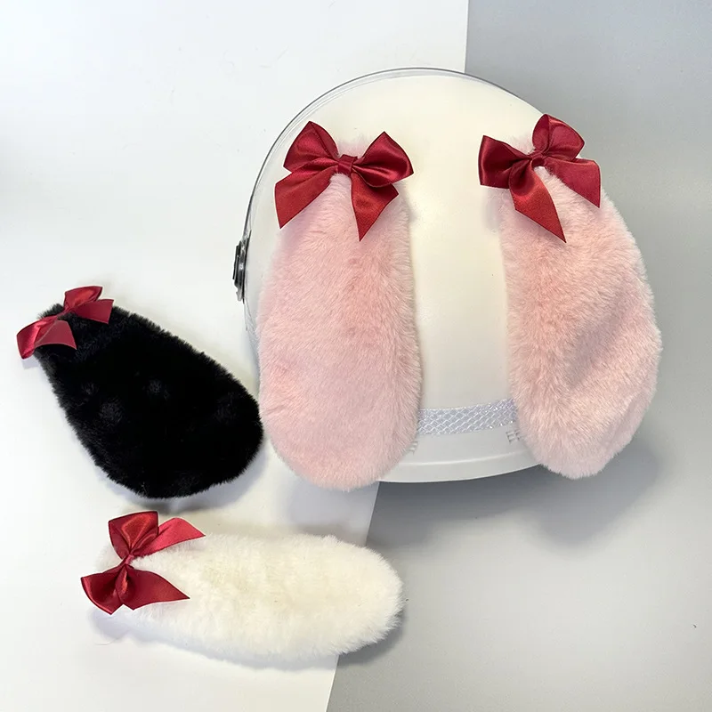 2pcs New Cute Bunny Ears for Motorcycle Helmet Decoration Motocross Riding Helmet Stickers Women Child Decor Accessory Cosplay