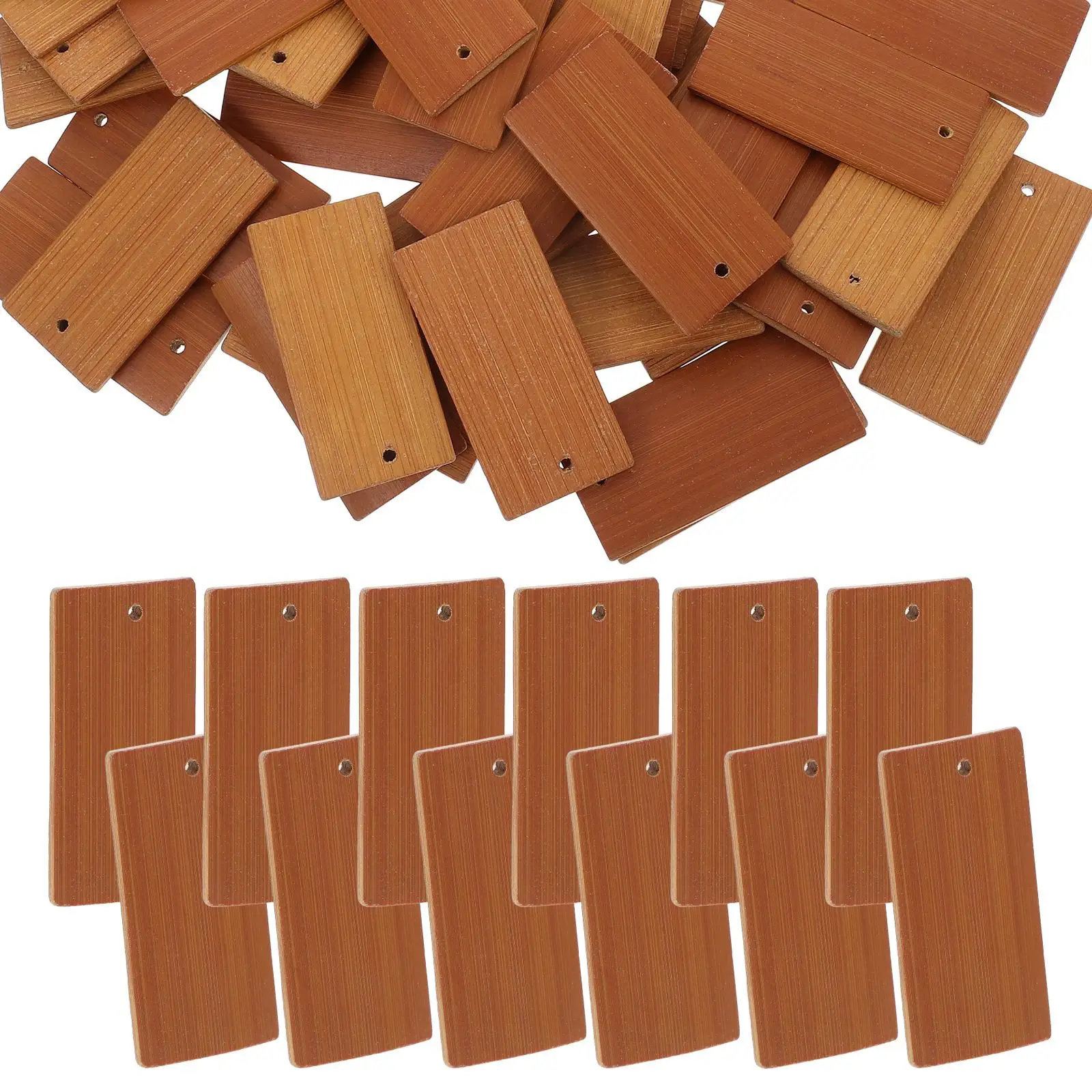 

50 Pcs Key Chain Bamboo Chip Pendant Creative Keyring Fashion Jewelry Craft DIY Ornament Car Bag Accessory Gift