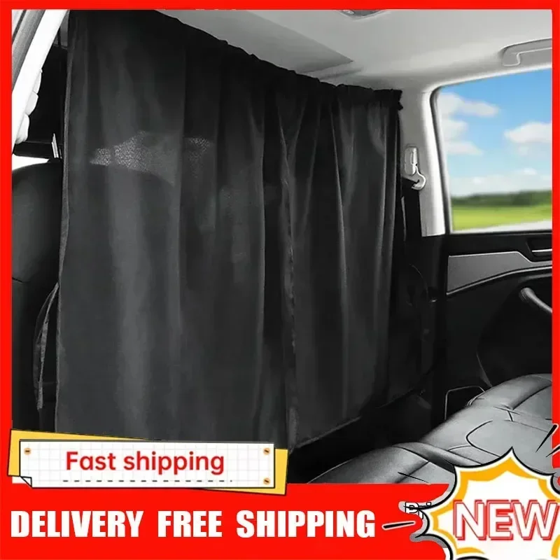 Car Privacy Curtains Universal Divider Curtain Between Rear Seat Auto Blackout Sun Shades Side Window Covers Accessories