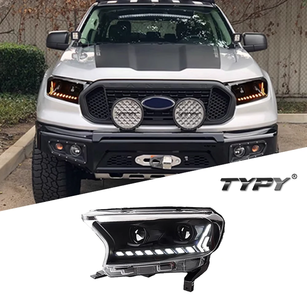 

TYPY New LED Headlight Upgrade Modified Full Head Lamp Turn Signals Daytime Running Lights For 2016-2020 Ford Ranger