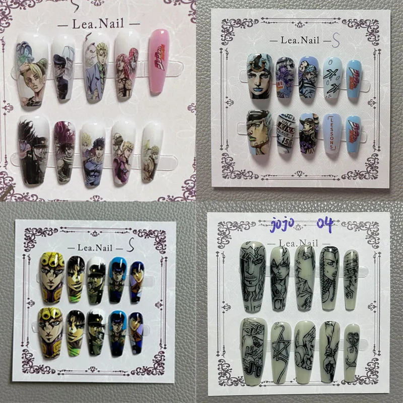 JOJO Nail Art Student Anime Cartoon Figure Manicure Decorate Accessories Nails Jewelry Girl Cosplay Props Festival Gift