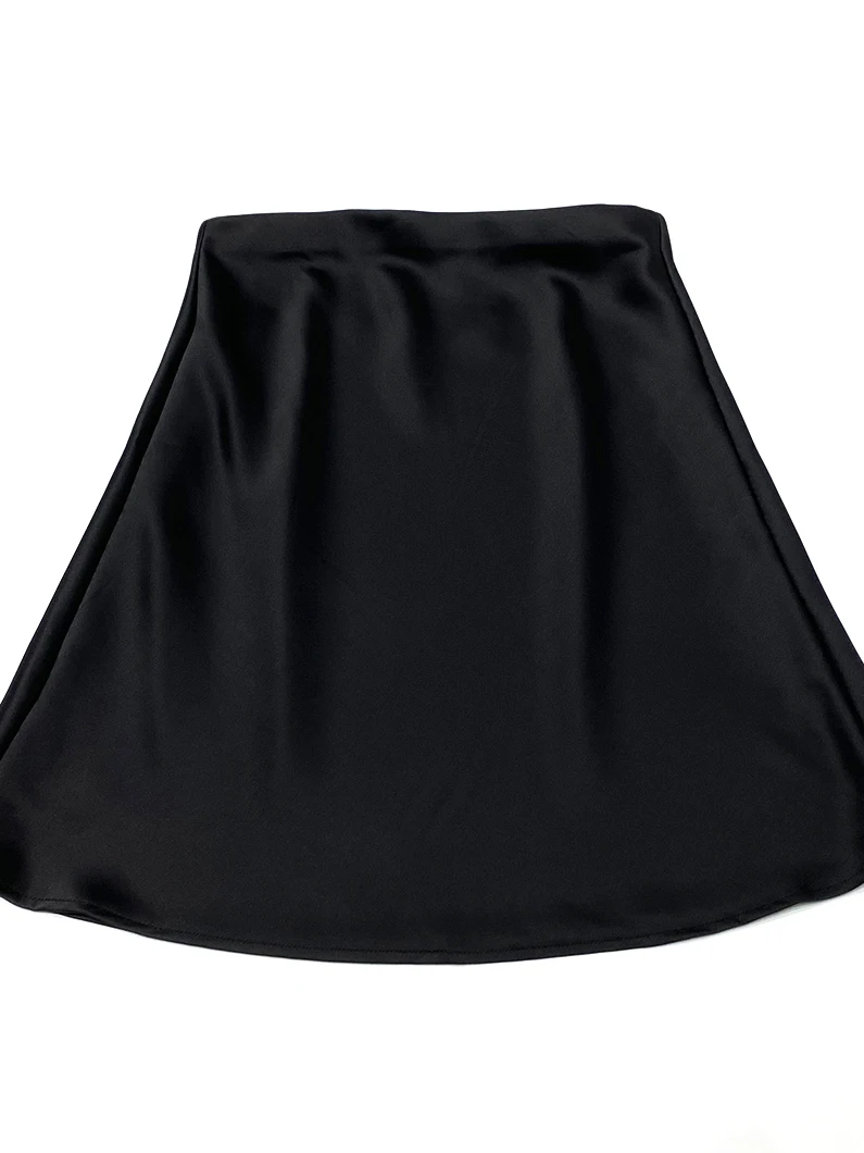 Retro Ele Satin Fini  Skirt High Waist ort Skirt een Satin Commute Women's Fitted Skirt A-Line Skirt
