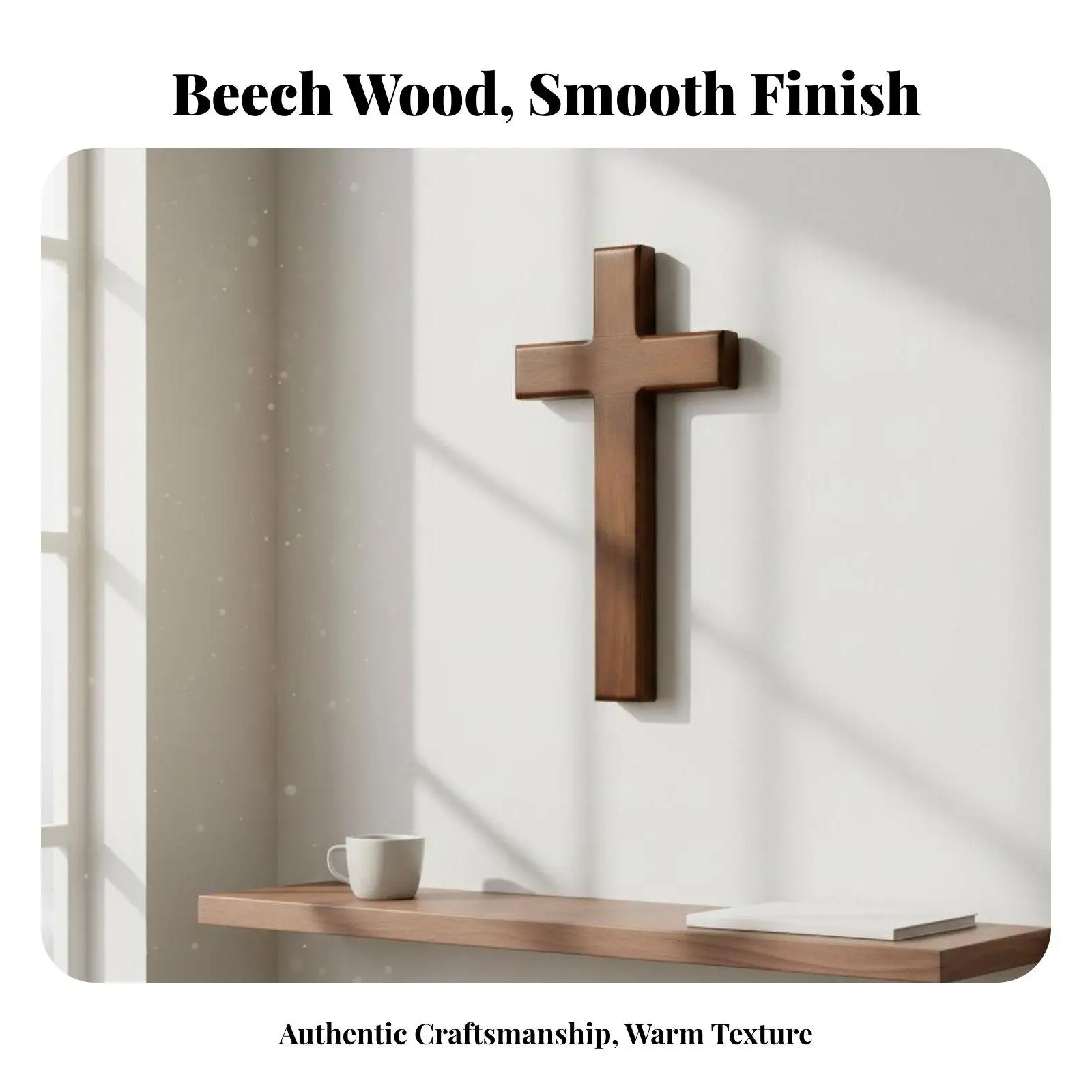Beech Wood Cross Ornament Minimalist Wooden Crucifix Religious Christian Wall Hanging Home Decor for Office Prayer Room Church