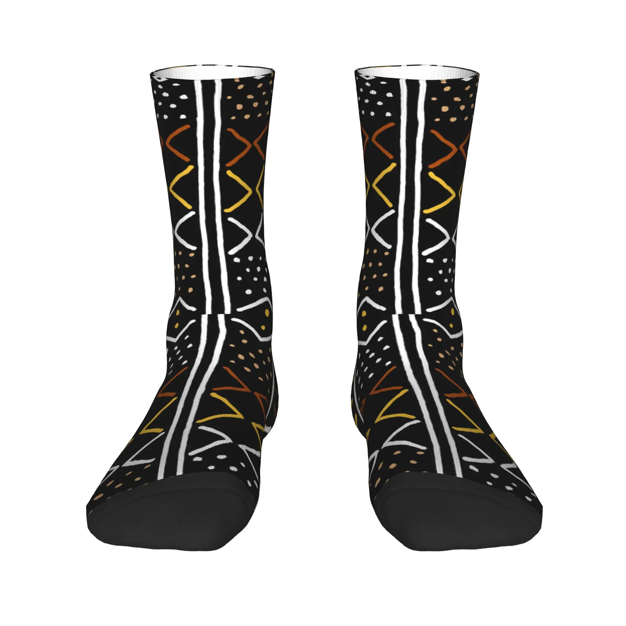 

African Mud Cloth Dress Socks Men's Women's Warm Funny Novelty Tribal Ethnic Bohemian Pattern Crew Socks