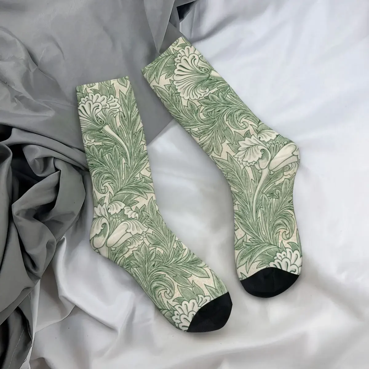 William Morris Tulip Pattern Sage Green Socks uomo donna calzini Casual Harajuku primavera estate autunno inverno Happy Socks Gift