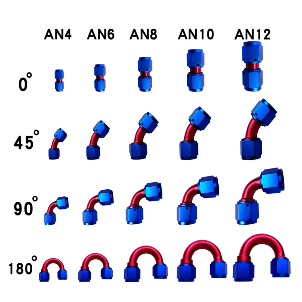 UniversaI 0°45°90°180° Degree AN4/6/8/10/12 Female to AN4/6/8/10/12 Female Hydraulic hose Elbow Oil Cooler Fitting Hose Fittings