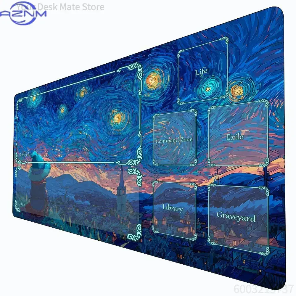 Van Gogh Starry Night Magic Playmat Card Battle Gaming Mat with zone mtg playmat  desk mat suitable for game gathering