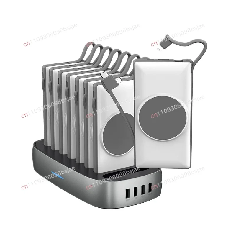 Power Bank Does Not Scan The Code 8 Ports Shared Charging Station with Its Own Cable 10000 MAh Magnetic Wireless Two-way