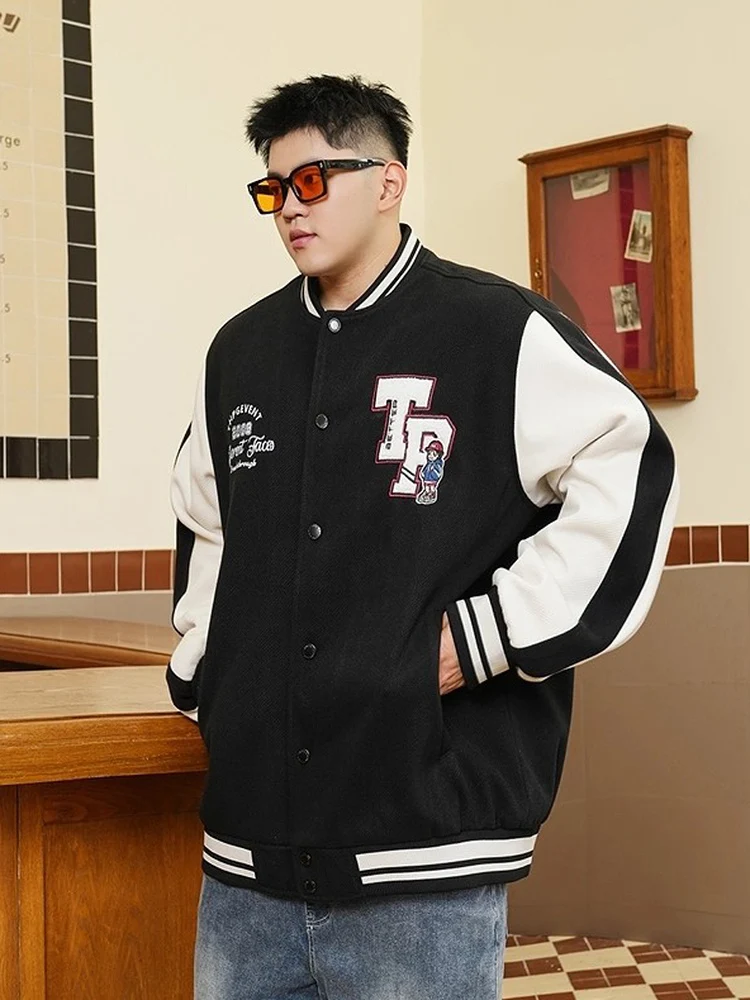 

Модная мужская бейсбольная куртка больших размеров, свободная посадка, повседневное пальто оверсайз с вышивкой, мужское модное осеннее новое поступление