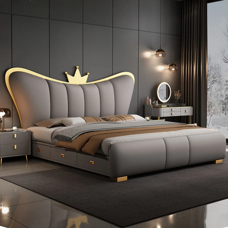 

Queen Headboard Double Bed Luxury European Living Room Frame Double Bed Hotel Princess Letto Matrimoniale Bedroom Furniture