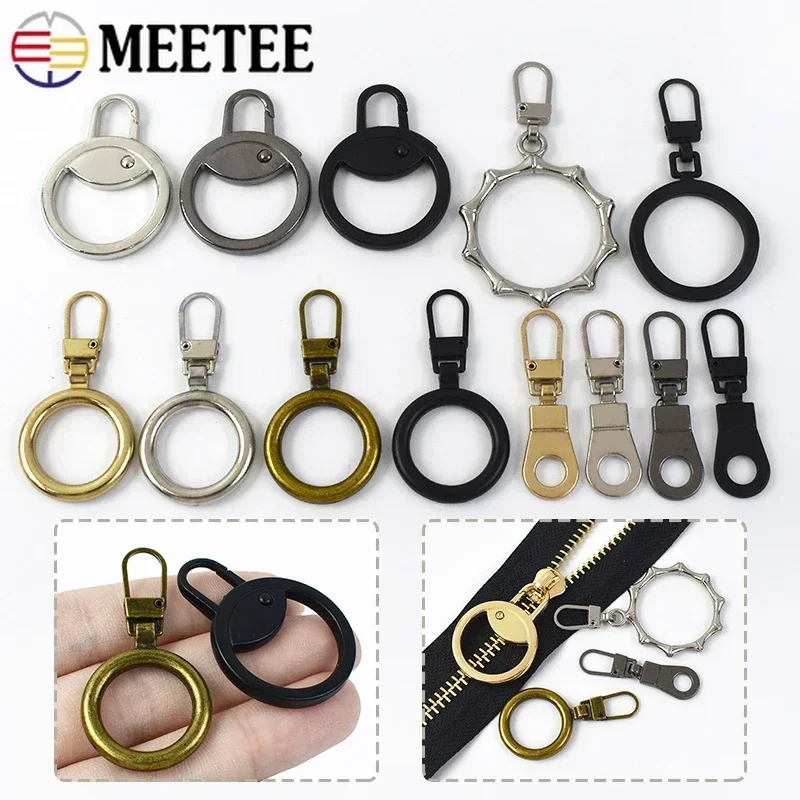 5/10Pcs Meetee Zipper Puller Head Detach O Ring Spring Buckle Zip Handle Clothes Decoration Zippers Slider Luggage Tag Zips Pull