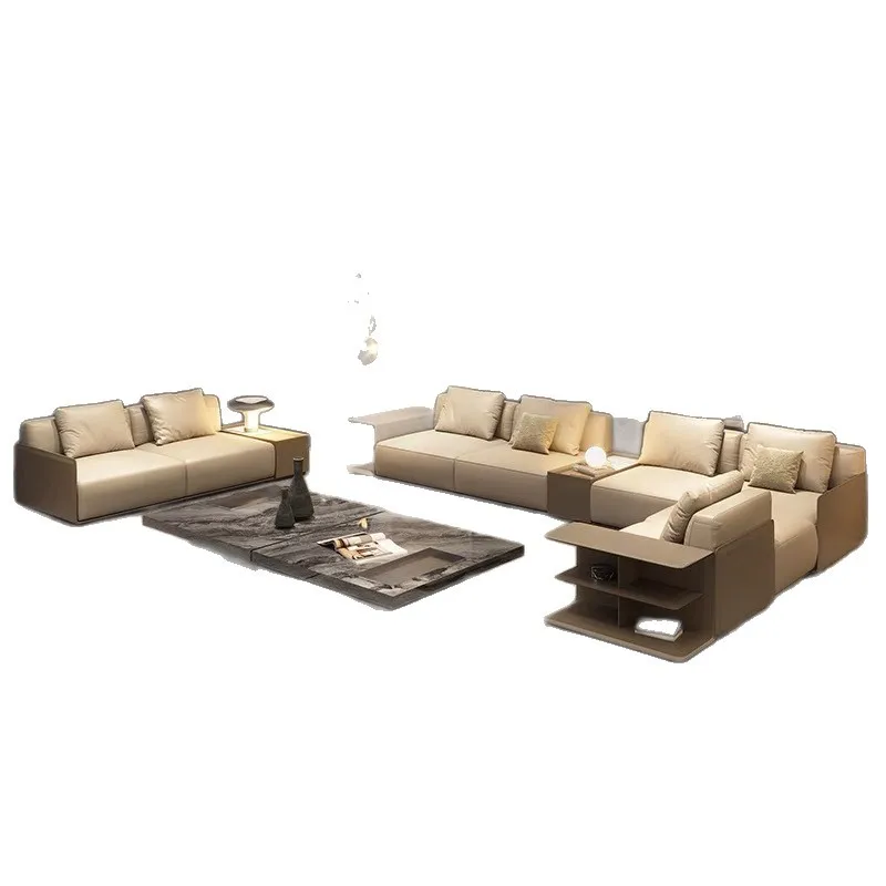 Leather sofa first layer cowhide Italian minimalist living room corner combination