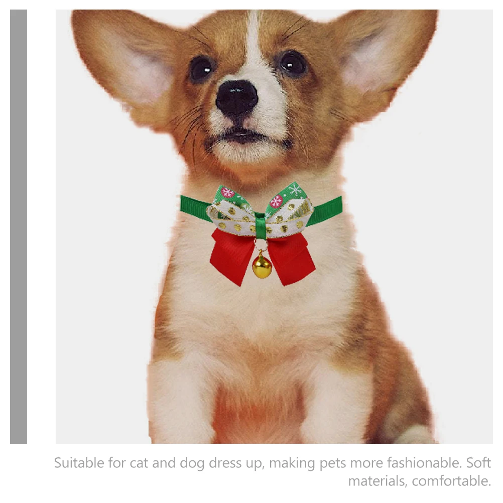 

Adjustable Christmas Pet Collar Cat Dog Collar Cute Bowknot Bell Soft Comfortable Cartoon Pattern Neck Decor Cat Gift