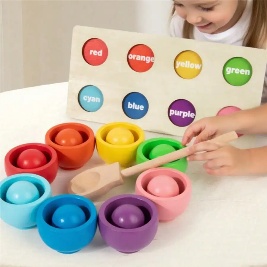 

Игра на совпадение с деревянным радужным шариком — игрушка для раннего образования для детей. Подходит для мальчиков и девочек на день рождения или Рождество.