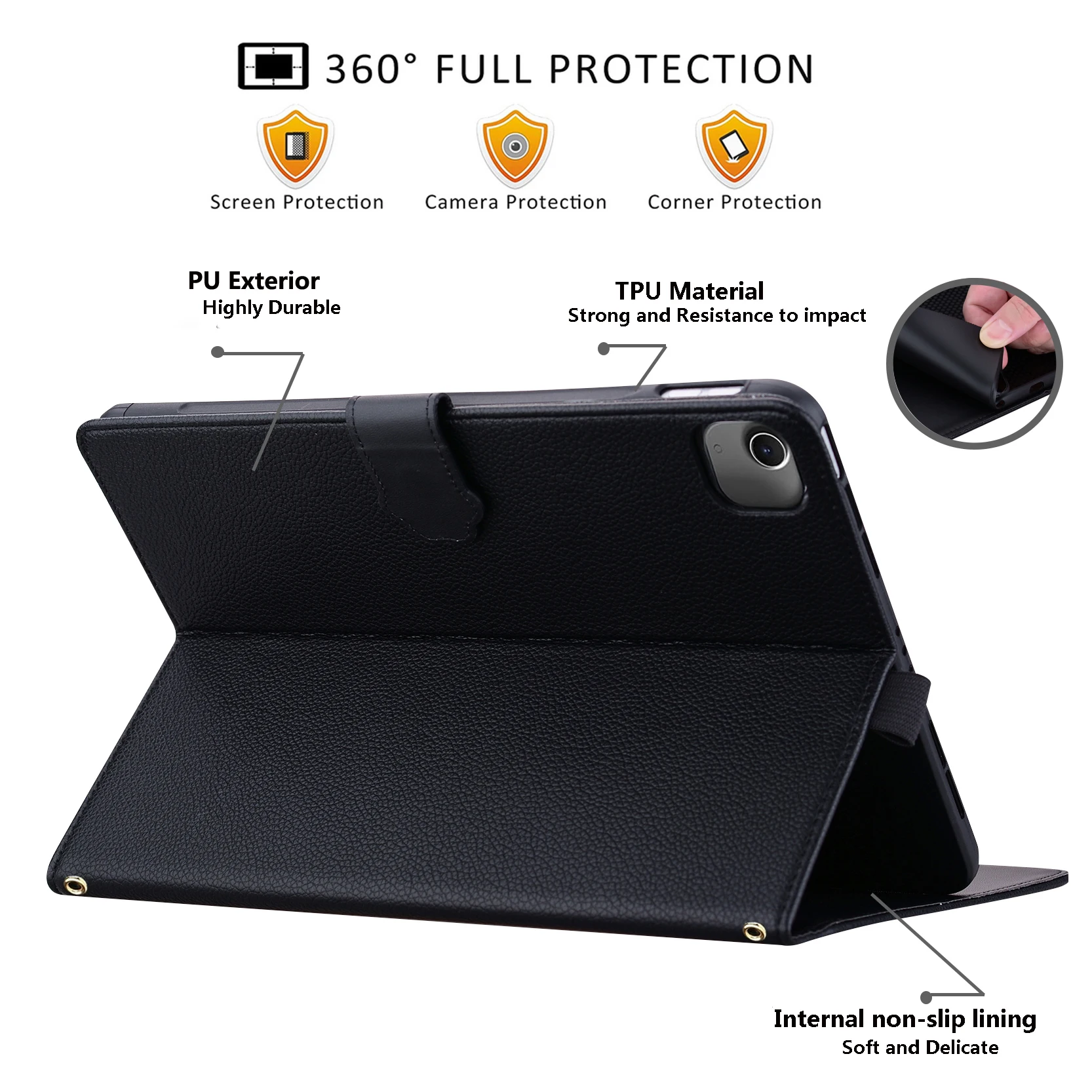 Wallet Case for iPad Air 13 (2026) / (2025) / (2024) / iPad Pro 12.9 (2021) / (2020) 3D Effect Cat Pattern Leather Stand Tablet