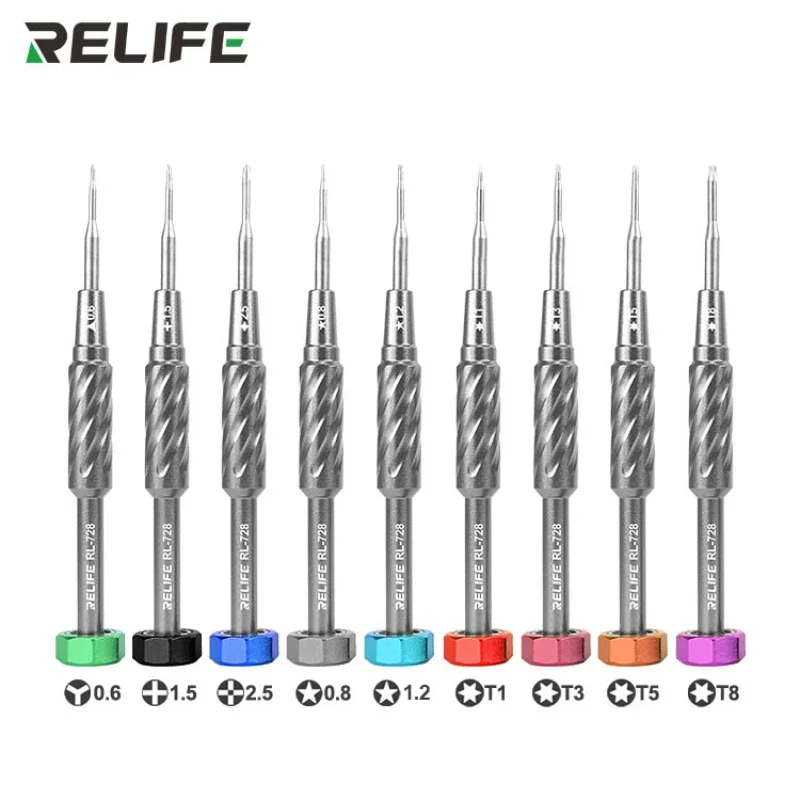 

RELIFE RL-728 Set RL-728A RL-728B Mobile Phone Repair Screwdriver Set Strong Magnetic Adsorption S2 Steel Bit Screwdriver