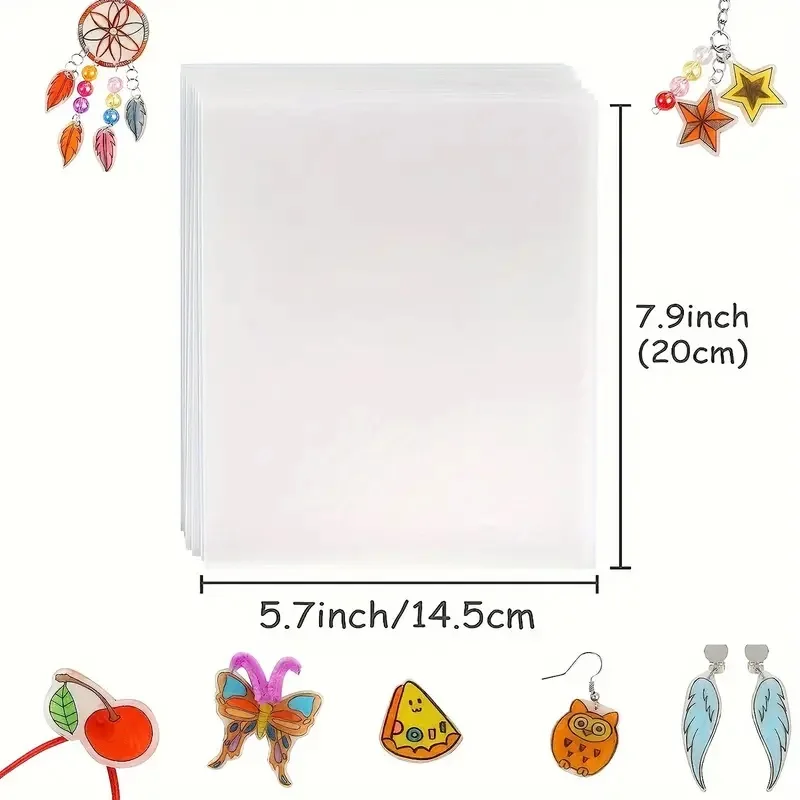 10 Stuks Krimpen Plastic Vel Krimpfolie Vellen Papier Kit Voor Creatieve Ambachtelijke Diy Ornamenten Sleutelhanger Bedels Oorbellen Kettingen