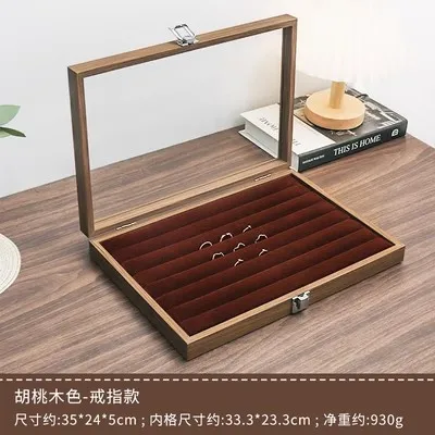 Large Capacity Jewelry Box Women Black Walnut Pattern Cardboard Strong Jewel Storage Rings Necklace Bangles Jewel Organizer Case