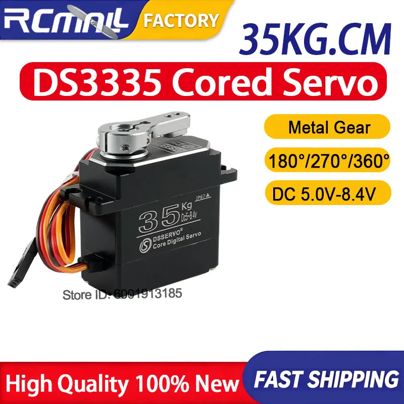 DS3335 35KG DC 5-8.4V Iron Core Digital Servo IP67 Waterproof High Torque Metal Gear Motor for 1/8 1/10 RC Car Crawler Robot