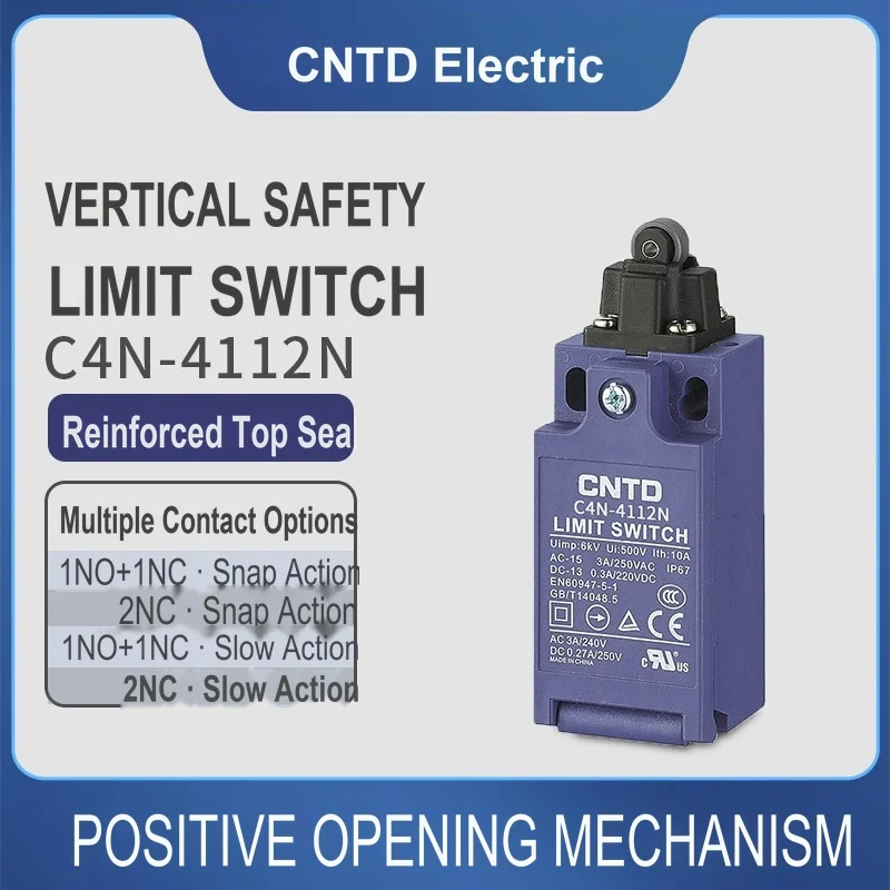 CNTD C4N-4112N Vertical Safety Limit Switch Top plunger ball Forced Disconnected Actuator 1NC 1NO quick action waterproof IP66