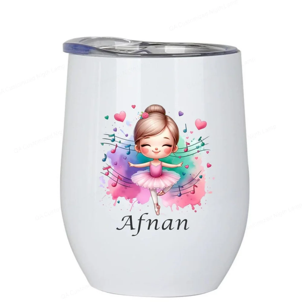Wine Tumbler Personalized with Fairy Dancing Customized Name and Title or Date Great Custom Gift Cup
