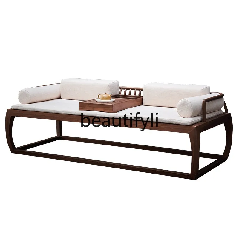 

New Chinese Arhat Bed Black Walnut Bed Log Sofa Bed Living Room Study