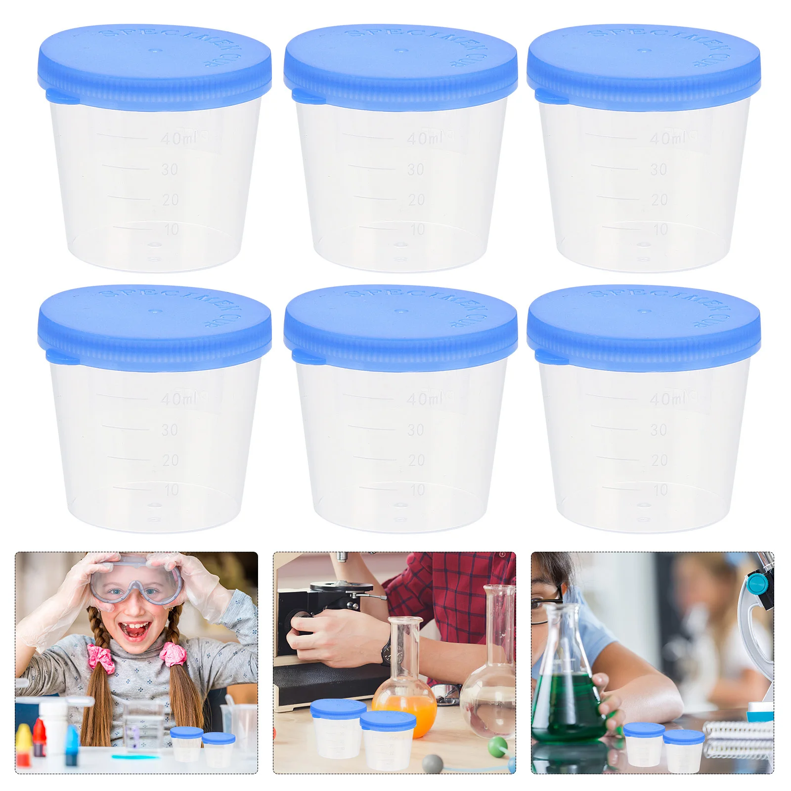 

50Pcs Specimen Cups with Leak Proof Lids Urine Specimen Containers for Medical Lab Sample Collection Secure Seal 40ml