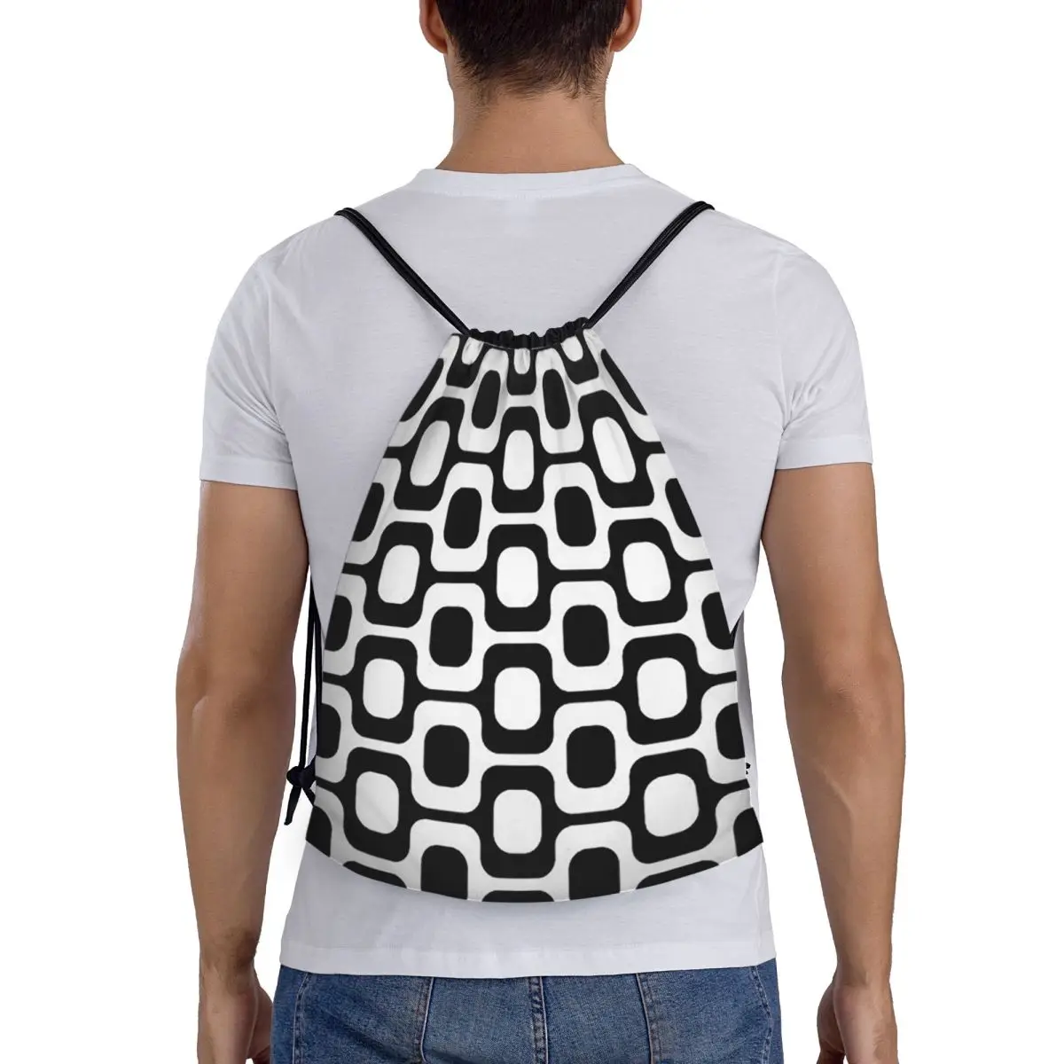 Ipanema Black And White Backpacks Fashion Drawstring Bags Sports Bag Book Bags for Travel School