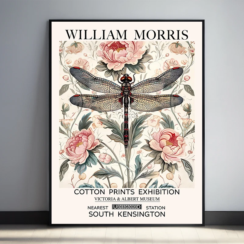 William Morris mariposa libélula abejorro insecto carteles botánicos impresión en lienzo cuadro artístico de pared para decoración del hogar de oficina