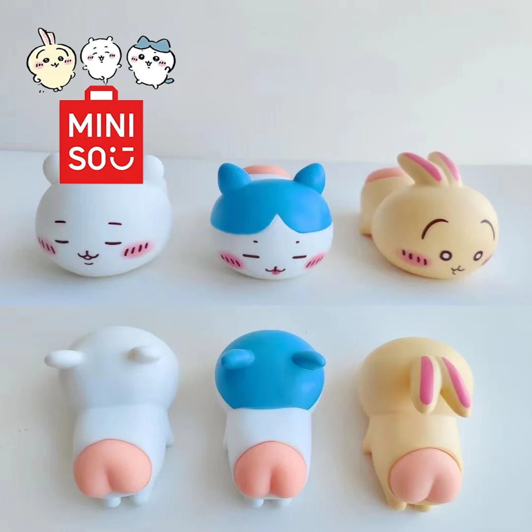 Miniso chiikawa kawaii euachi hachiware boneca alívio do estresse brinquedo ornamento de mesa presente bonito para meninas caixa cega brinquedos modelo dos desenhos animados