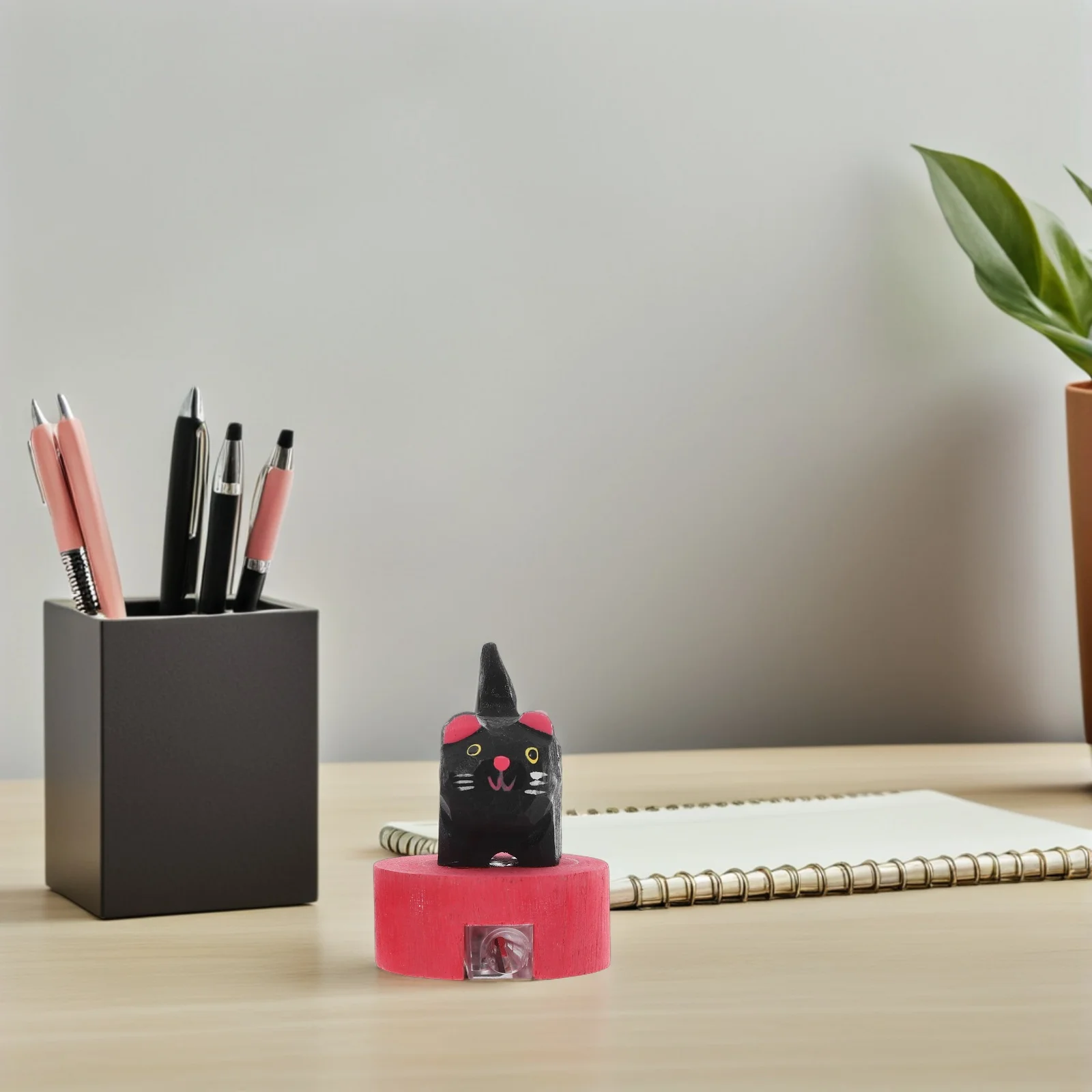 2pcs Cat-Shaped Pencil Sharpener Realistic Black Cat Design Wooden Manual Sharpener For School Supplies Classroom Prizes